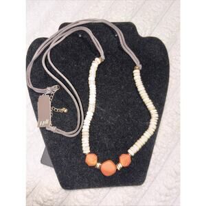 J Jill Terra cotta stone leather cord adjustable necklace new